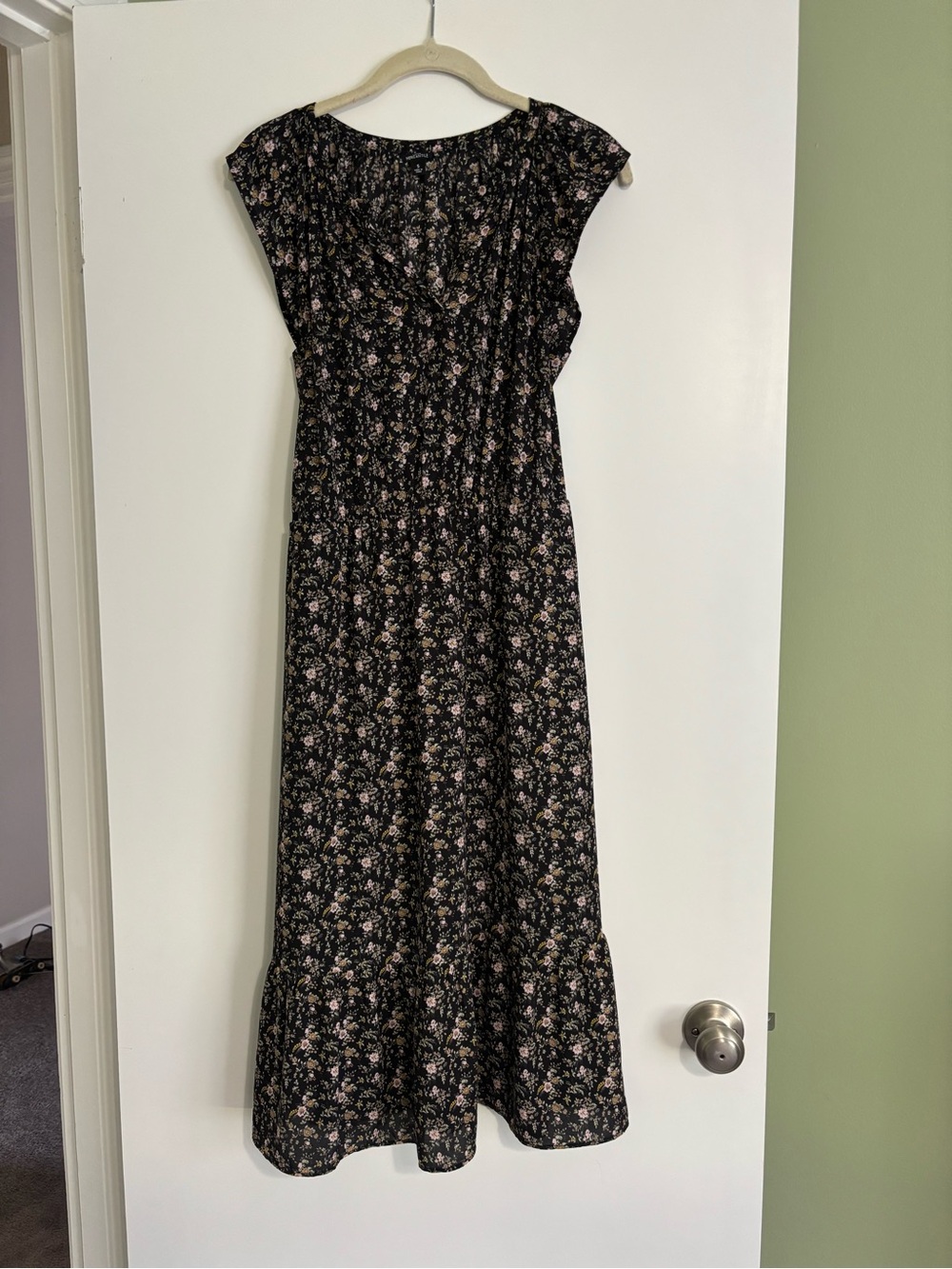J.Crew Mercantile Black Floral Dress Size Small Cottagecore Boho